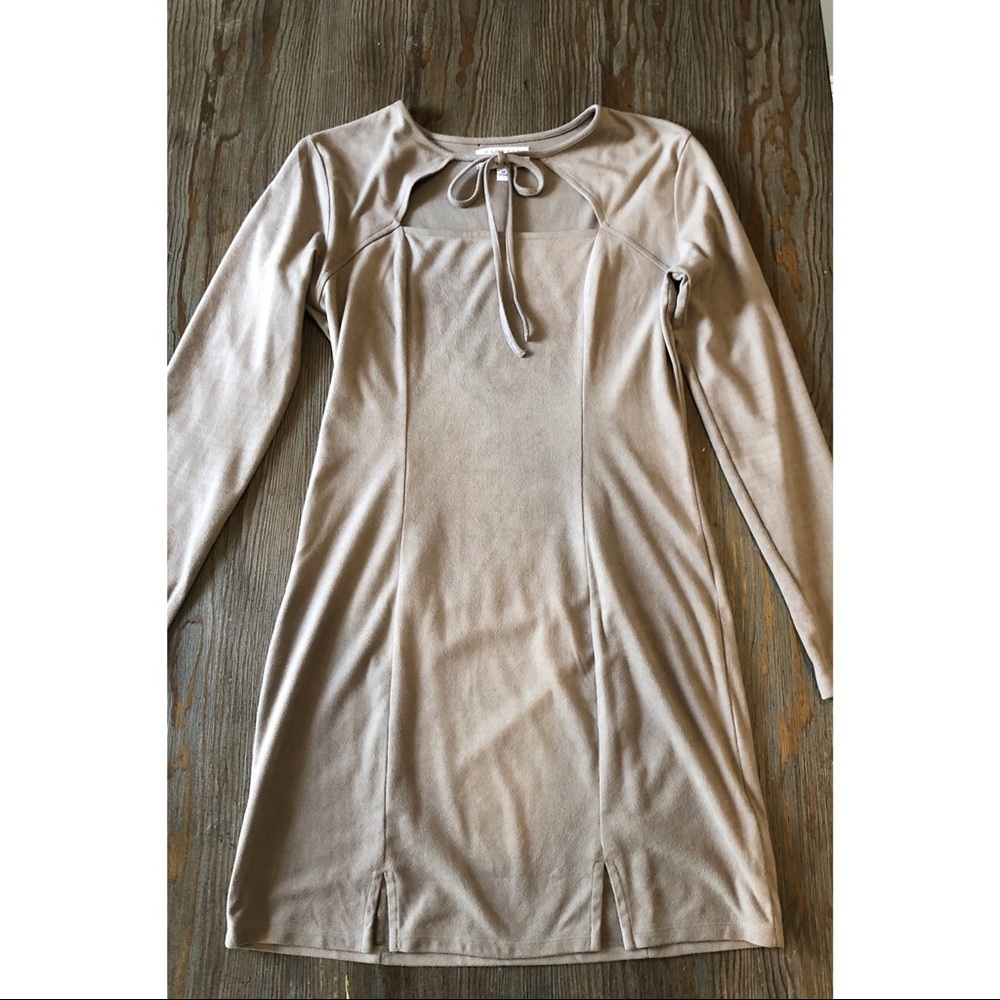 Tan suede mini dress